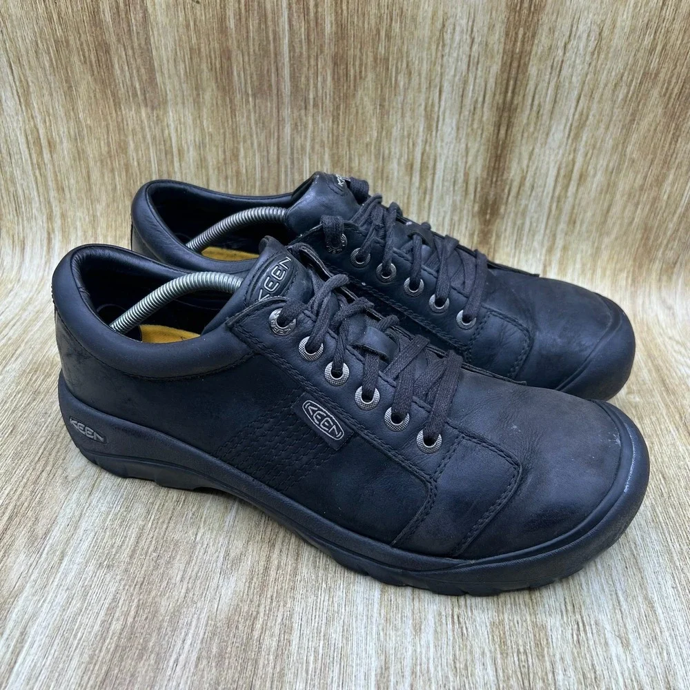 Keen Austin Walking Shoes Men's Size 12 Black Leather Lace Up Casual 1002990